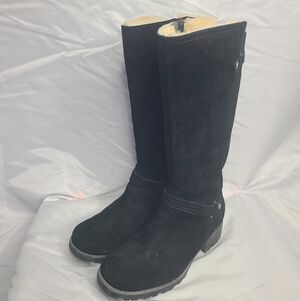UGG Tall Black Shearling Boots 8 Moto Riding Style